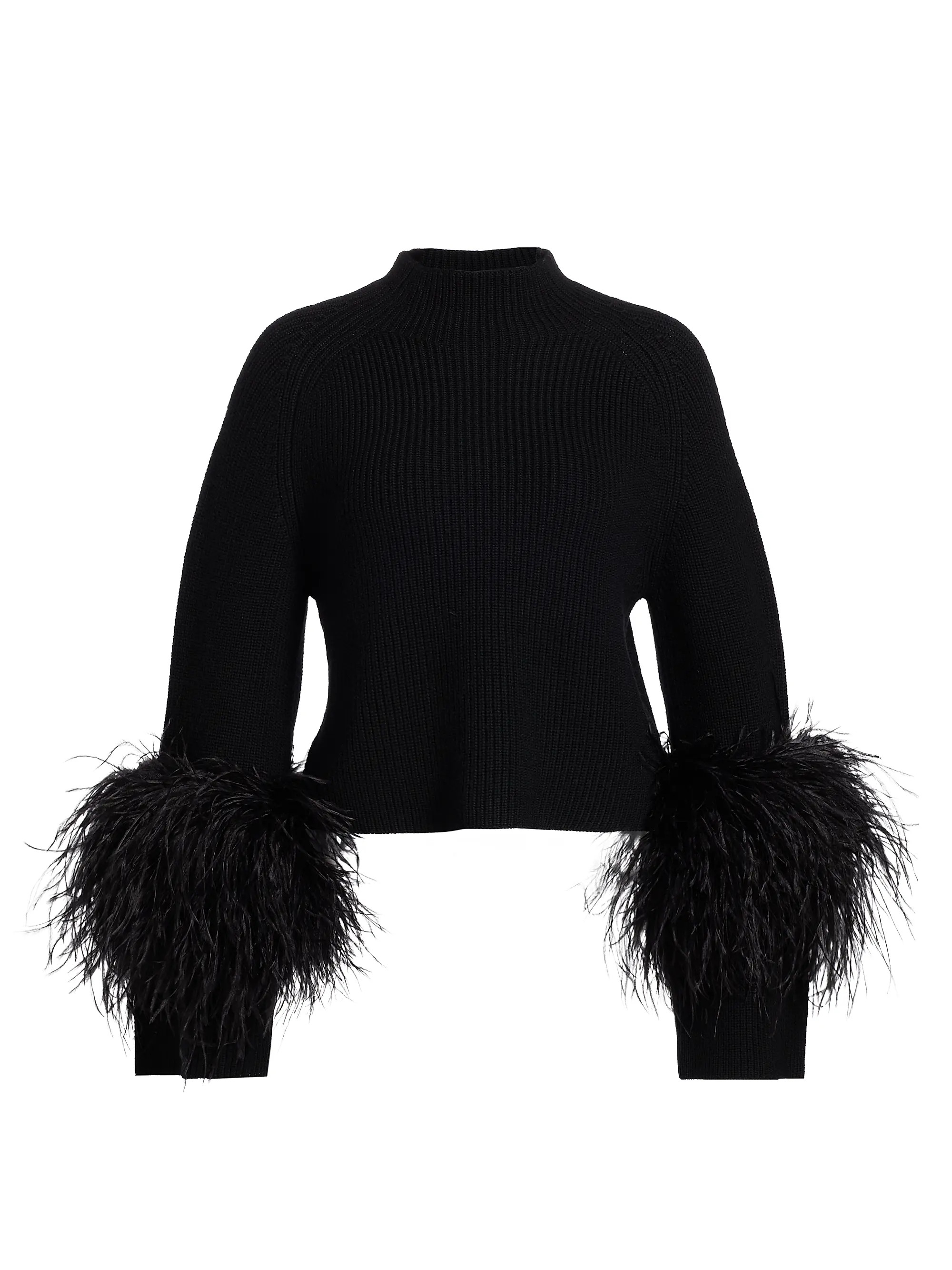 Merino Wool Feather-Cuff Sweater | Saks Fifth Avenue