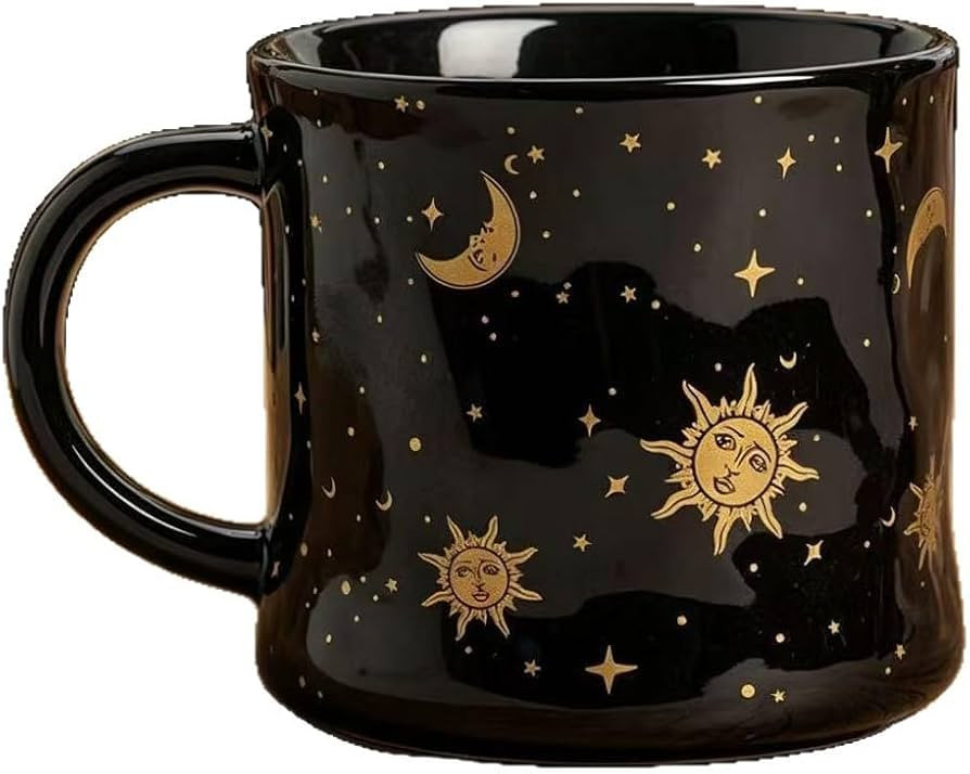 16 oz Ceramic Mug with Celestial Sun, Moon and Stars Design, Mystical Night Sky Themed Coffee & T... | Amazon (US)