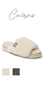 Dearfoams Women's Fireside Cairns Shearling Easy on/Off Slide Sandal Slipper | Amazon (US)