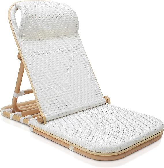 Beach Chair Lounger, Adjustable - Folding Bamboo Loungers - Portable Rattan Chairs for Patio, Poo... | Amazon (US)