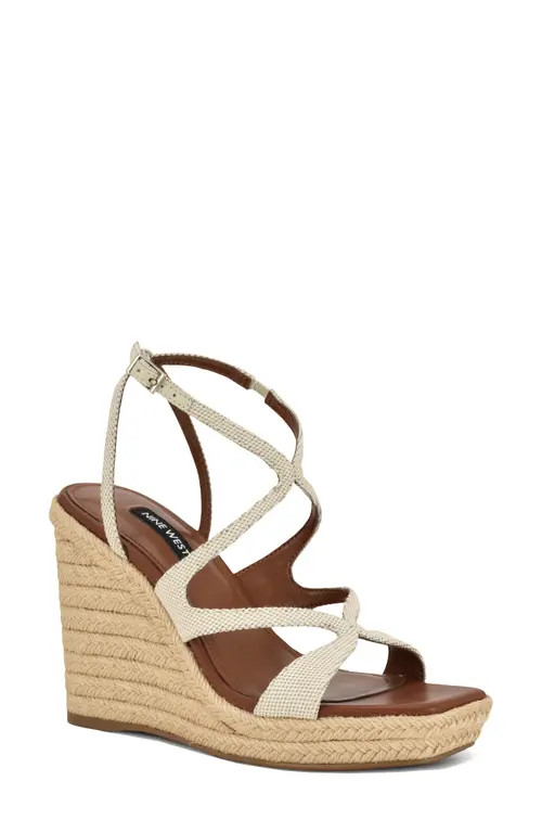 Nine West Adriane Platform Wedge Sandal in Ivory at Nordstrom, Size 7.5 | Nordstrom