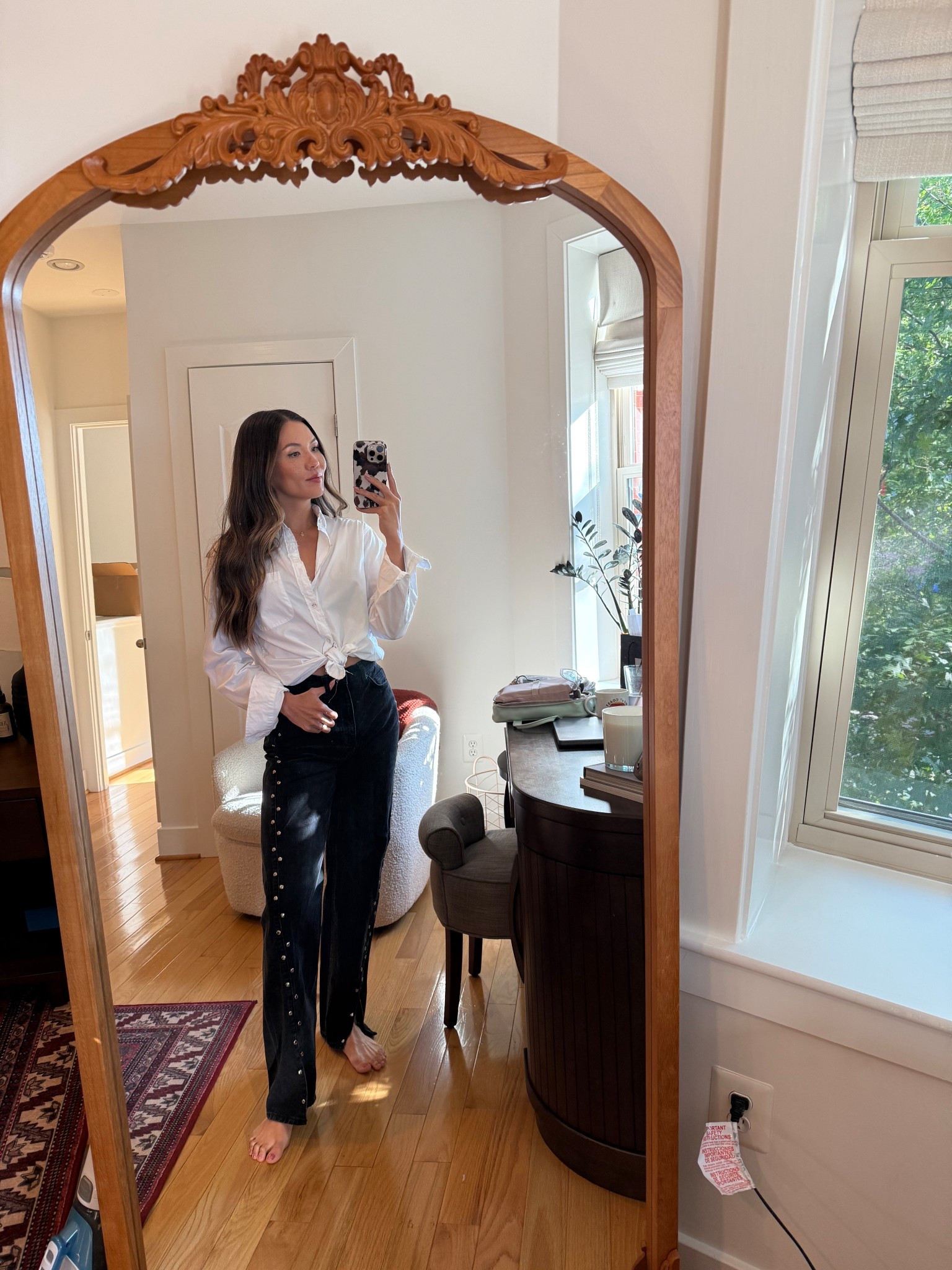 I love these black studded jeans 