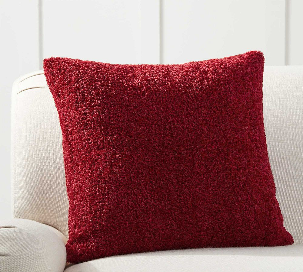 Cozy Teddy Faux Fur Pillow Cover, 20"", Cardinal | Pottery Barn (US)