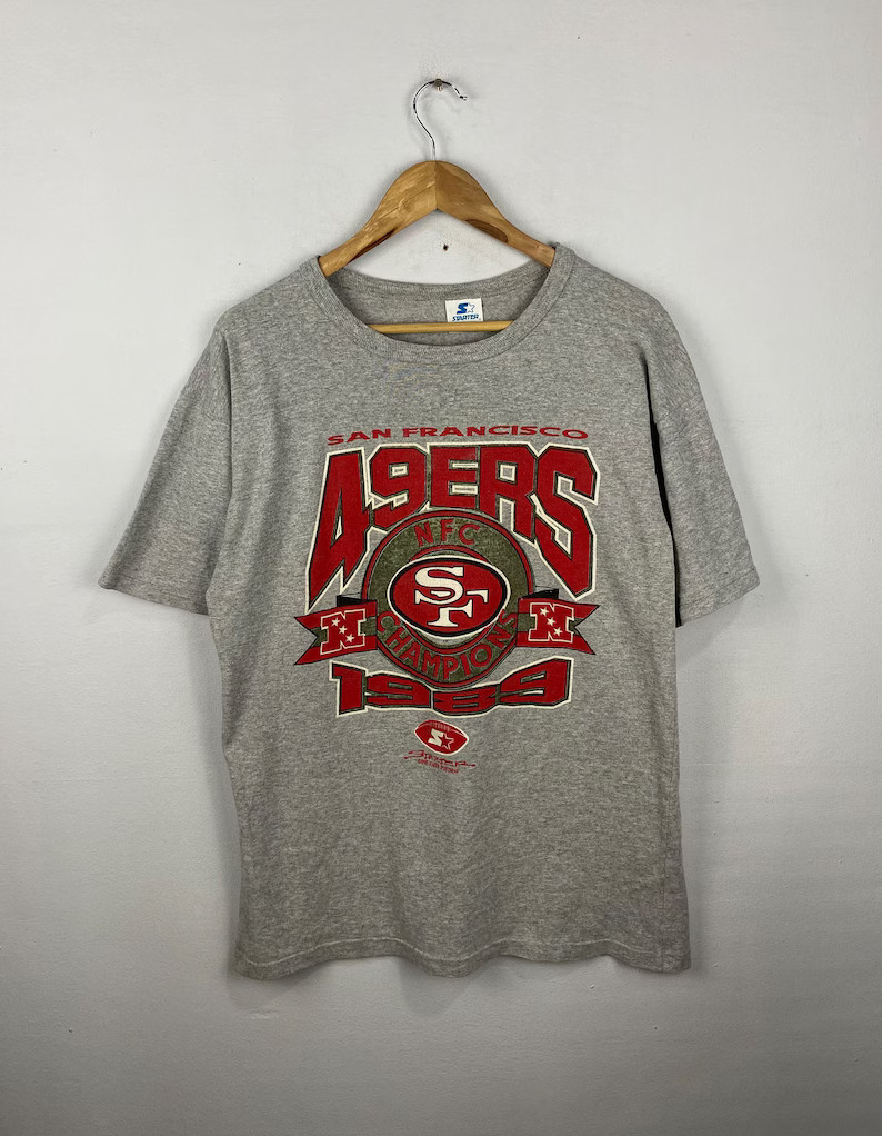 Vintage San Francisco 49 ERS Tee Vintage 1990s Streetwear American Football Tshirt Grey Size XL -... | Etsy (US)