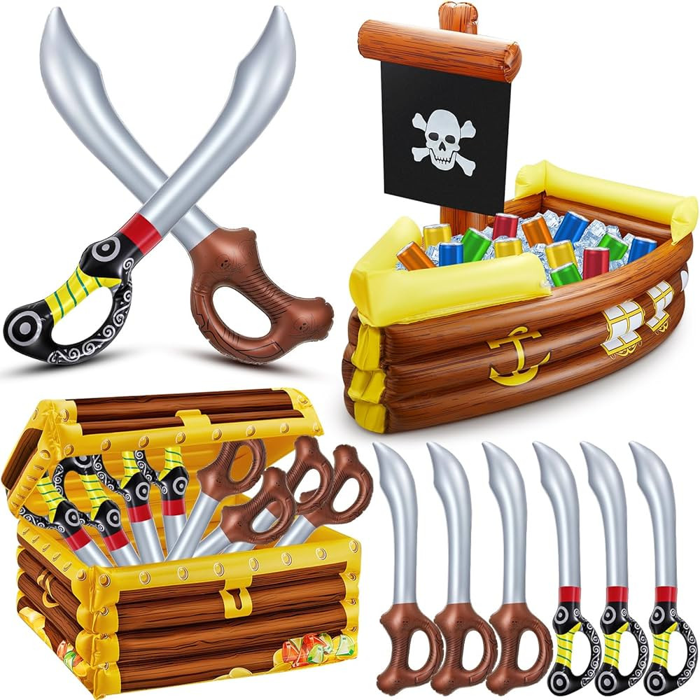 Cunhill 14 Pcs Pirate Party Inflatable Cooler Supply 1 Pcs Inflatable Pirate Ship Drink Cooler 1 ... | Amazon (US)