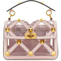Valentino Garavani Pastel Pink Polymeric Material And Leather Medium Roman Stud Handbag | Balardi (US & Canada)