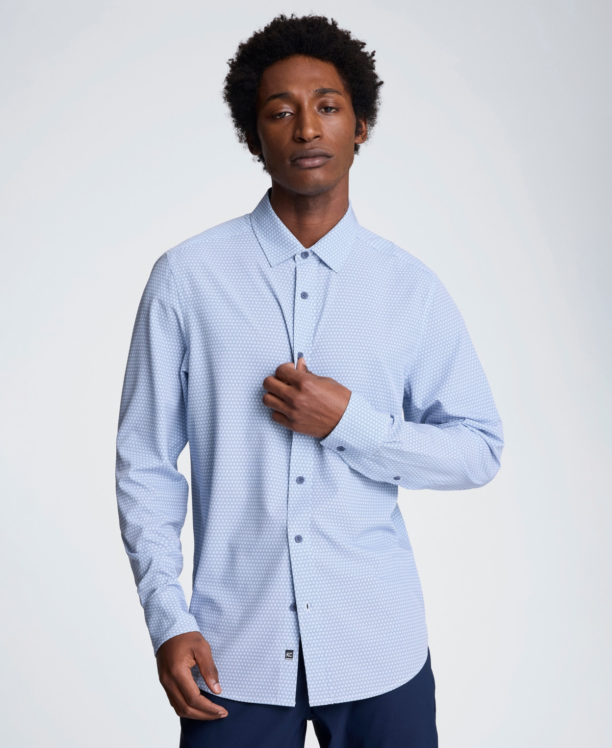 Kenneth Cole Men's Slim Fit Point Collar Button-Down Shirt - Light Blue | Macy's