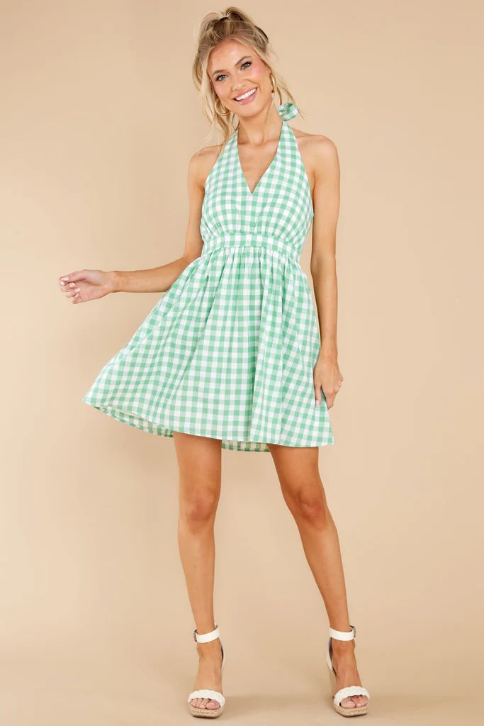 Look My Way Green Gingham Dress | Red Dress 