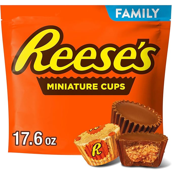 REESE'S Miniatures Milk Chocolate Peanut Butter Cups, Candy Family Pack, 17.6 oz | Amazon (US)
