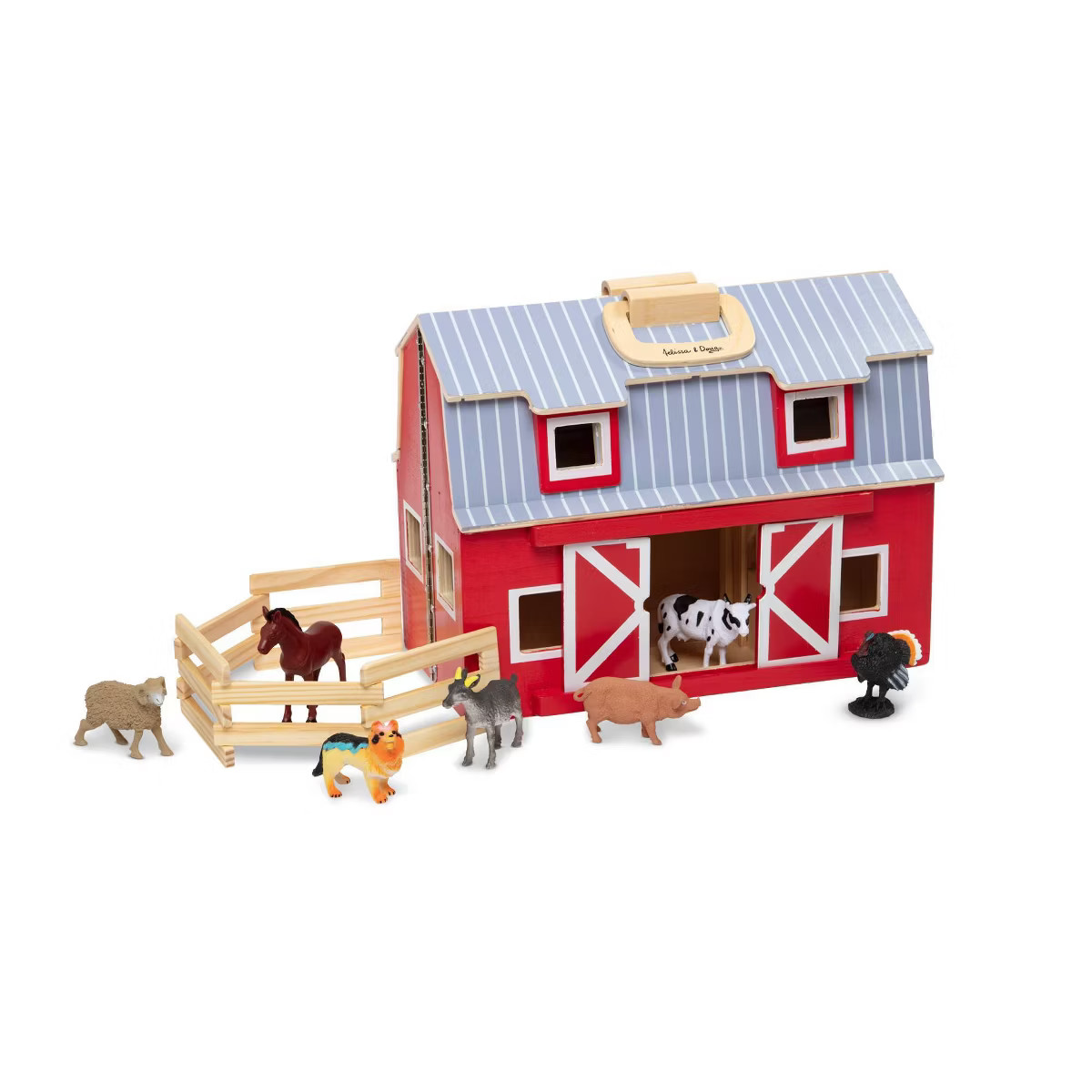 Melissa & Doug Fold and Go Wooden Barn Play Set | Target