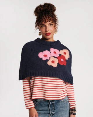Emma Embroidered Shrug - Navy - S | Frances Valentine