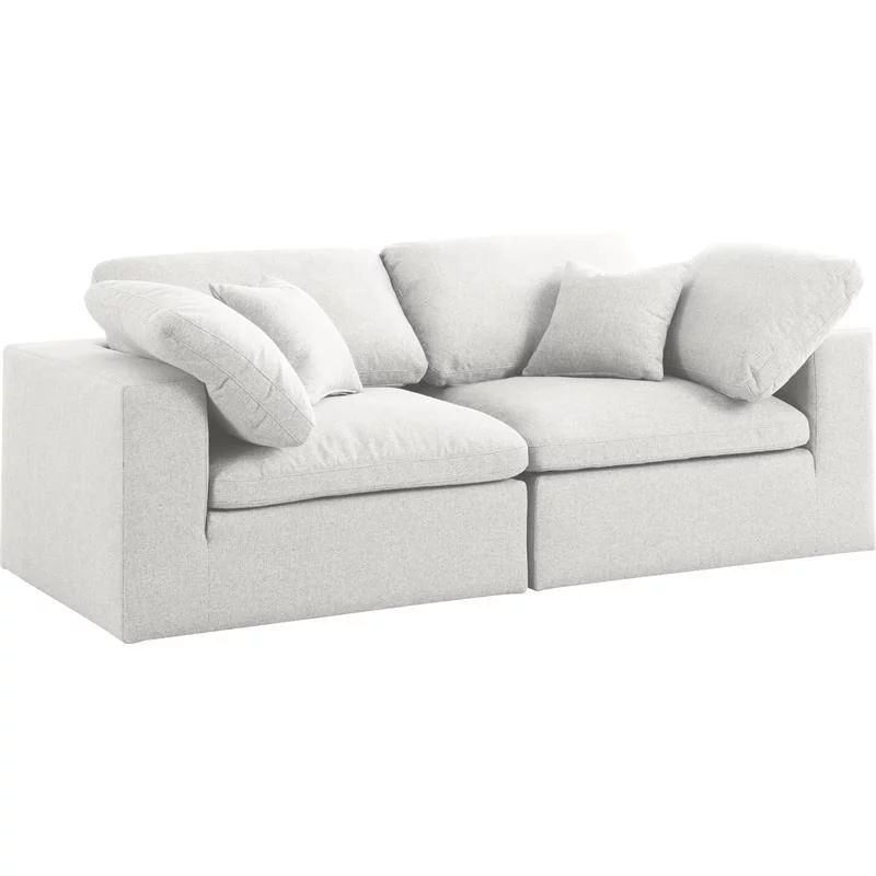 Meridian Furniture Serene Cream Durable Linen Fabric Deluxe Modular Sofa | Walmart (US)