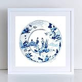 Blue and White China Plate 5 Art Print of Watercolor Painting | Amazon (US)