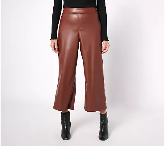LOGO by Lori Goldstein Petite Faux Leather Crop Pant - QVC.com | QVC
