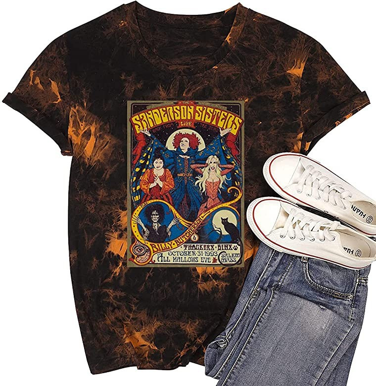 T&Twenties Halloween Shirt for Women Hocus Pocus Casual Tee Shirt Funny Sanderson Sisters Graphic Te | Amazon (US)