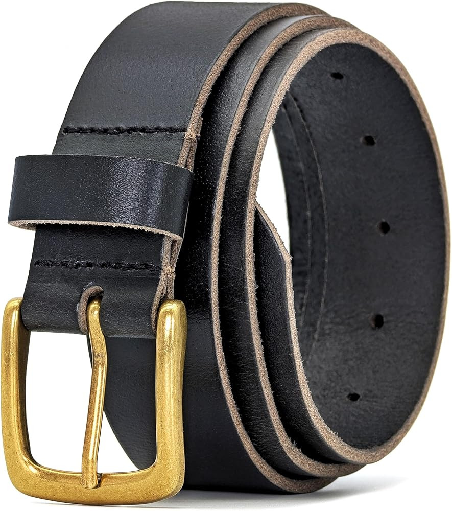 Ashford Ridge Made in England 34mm Full Hide Leather Belt with Brass Colour Buckle | Amazon (US)