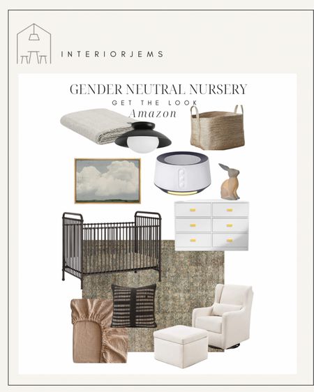 Amazon gender neutral nursery, metal crib, changing table, large basket, crib bedding, loloi area rug, affordable nursery design 

#LTKhome #LTKsalealert #LTKstyletip