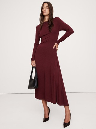 Wool-Blend Asymmetric Midi Dress | Banana Republic (US)