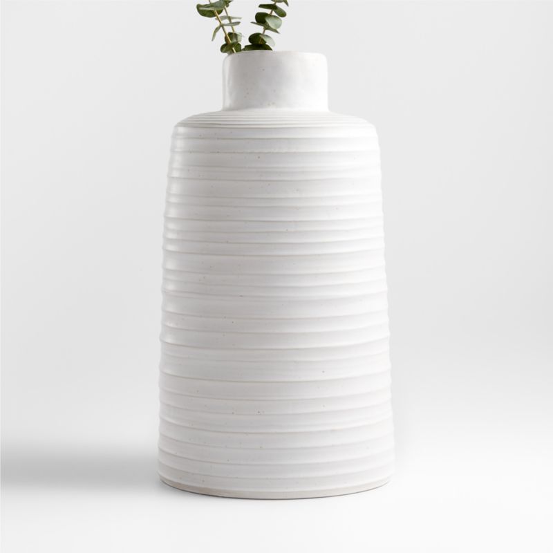 Holden Speckled White Vase 18" + Reviews | Crate & Barrel | Crate & Barrel
