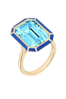 Blue Topaz Lapis Melange Ring | Marissa Collections