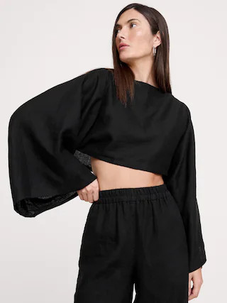 Linen Cropped Boatneck Top | Banana Republic (US)