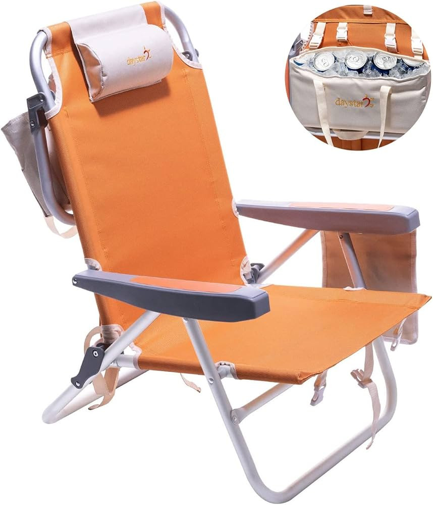 SUNNYFEEL Low Beach Chair 5 Position Lay Flat, Portable Folding Backpack Beach Chairs Heavy Duty ... | Amazon (US)