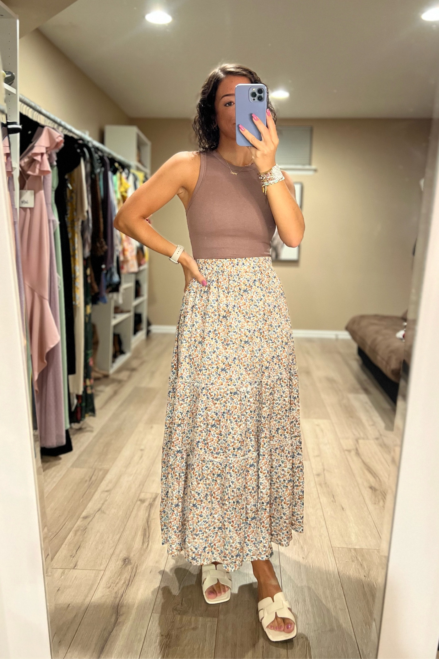 My first time wearing a skirt to school 😬😬 I love the print and it was on sale for $12 when I bought it!! Wearing a size small with the comfiest tank top from Target- also in size small. [Teacher Outfit]

#LTKworkwear #LTKsalealert #LTKstyletip