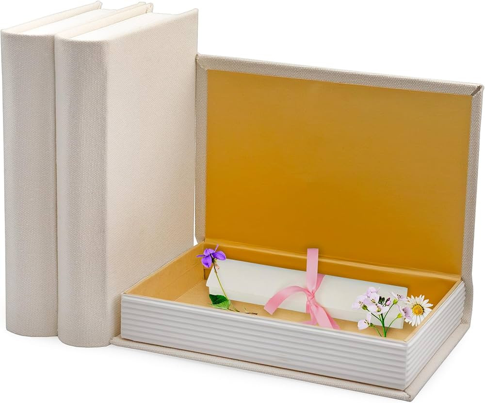 AuldHome Faux Book Stack (Cream); Blank Set of 3 Decorative Books for DIY Crafts and Home Decor | Amazon (US)