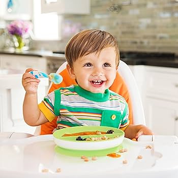 Munchkin Stay Put Suction Plates for Baby and Toddler, 3 Divided Sections , Blue/Green | Amazon (US)