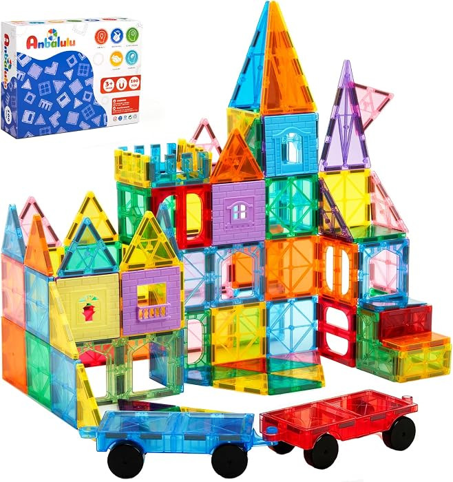 Magnetic Tiles 100PCS with 2 Cars, Set for Kids Ages 3-9 | Amazon (US)