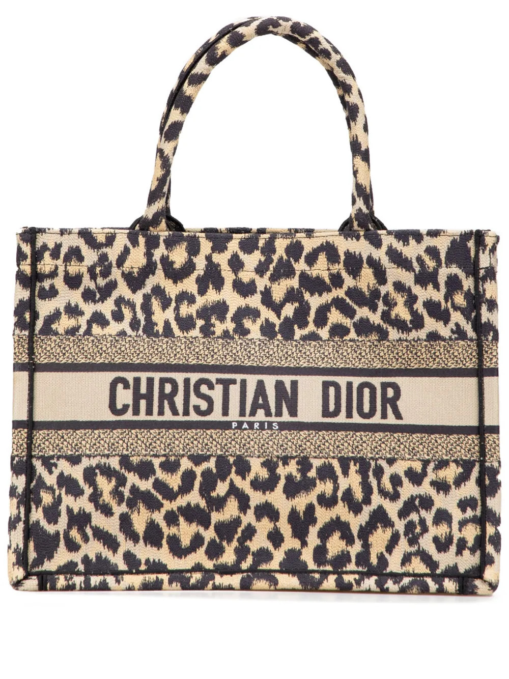Christian Dior Pre-Owned 2022 Mizza Medium Embroidered Canvas Leopard Book tote bag - Brown | Farfetch Global