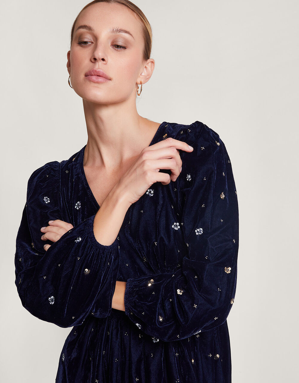 Dakota Embellished Velvet Dress Blue | Monsoon (UK)