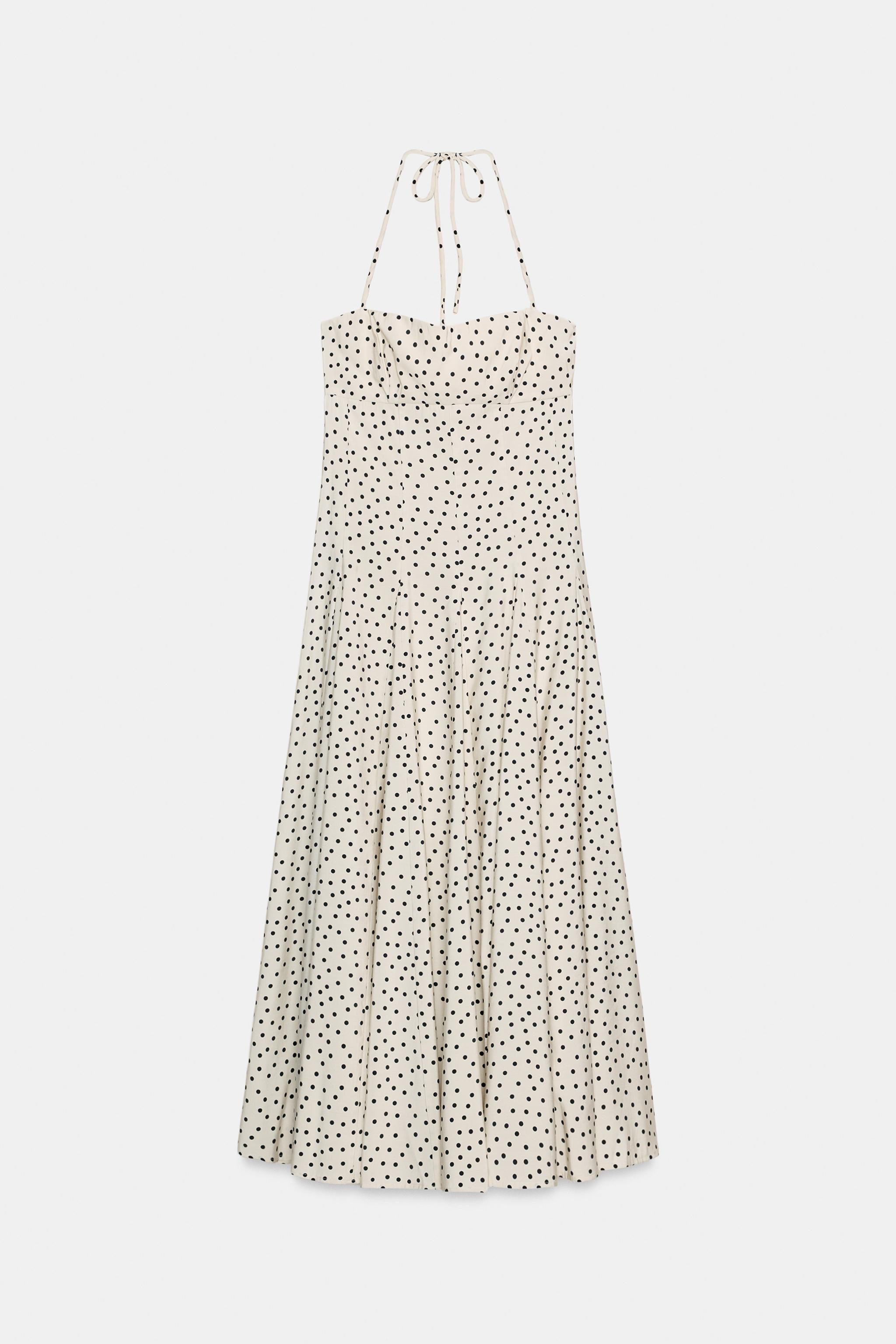 MIDI HALTER NECK DRESS WITH DOTS | Zara UK