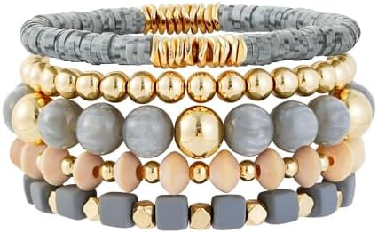 Aigrnc Boho Beaded Stretch Bracelets For Women Stackable Crystal Gold Plated Beaded Bracelets Set... | Amazon (CA)