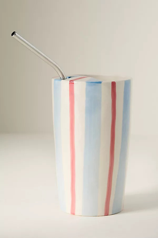 Daily Stripe Stoneware Demi Lid Sipper | Anthropologie (US)