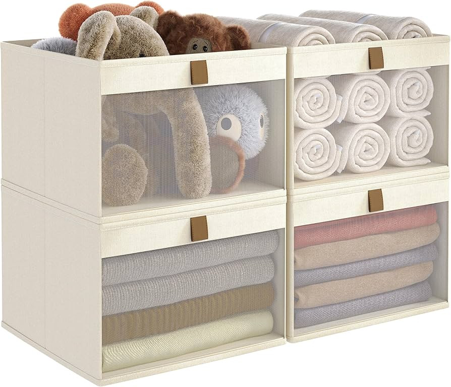 Linen Closet Organizers and Storage, Closet Storage Bins Basket Organizer, Foldable Organization ... | Amazon (US)