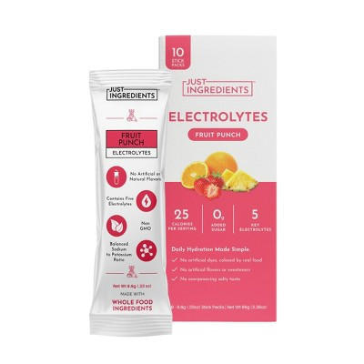 Just Ingredients Electrolytes Drink Mix Packs - Fruit Punch - 3.38/10ct | Target
