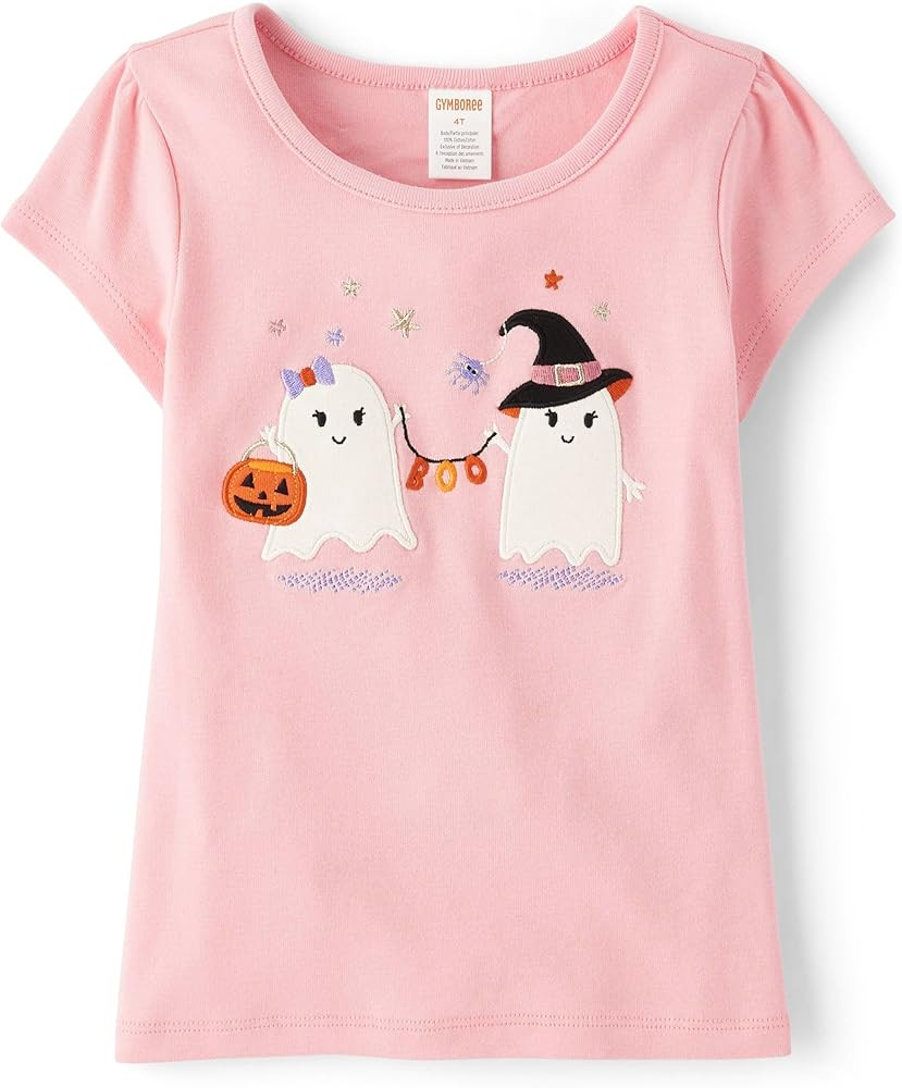 Gymboree Girls' and Toddler Embroidered Graphic Short Sleeve T-Shirts | Amazon (US)