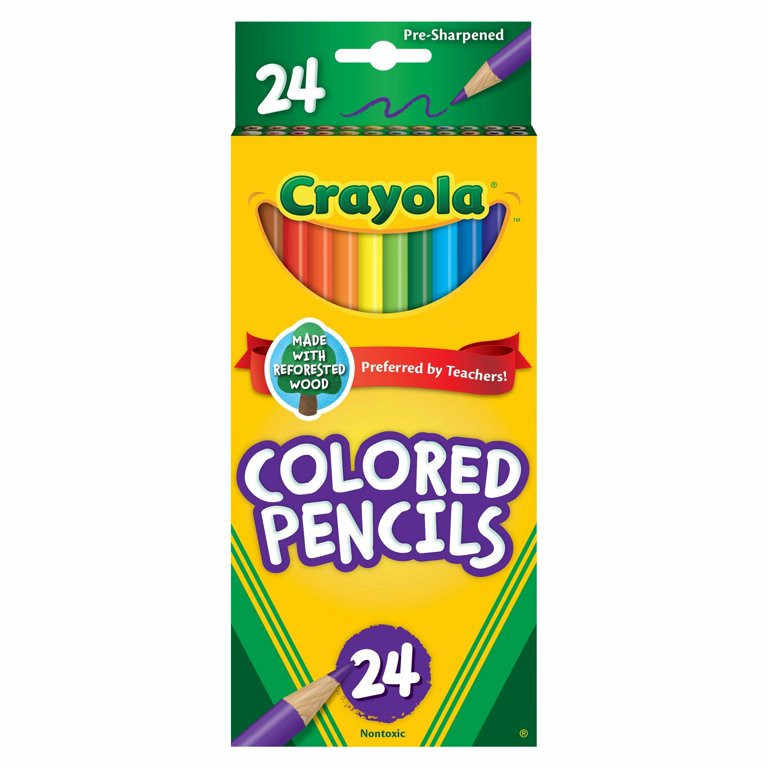 Crayola Colored Pencils, School Supplies, Assorted Colors, Pre-sharpened, 24 Count - Walmart.com | Walmart (US)