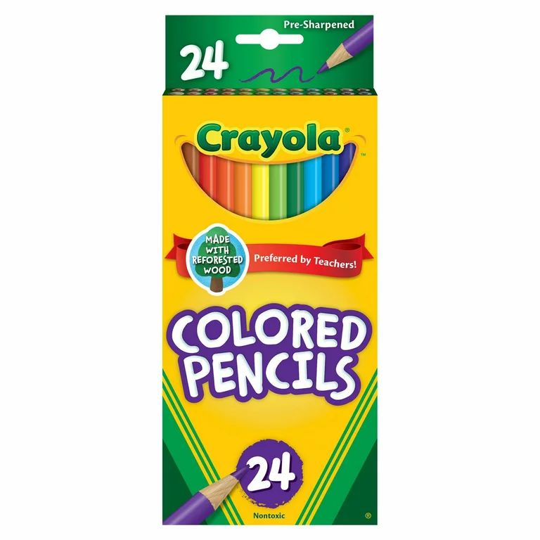 Crayola Colored Pencils, School Supplies, Assorted Colors, Pre-sharpened, 24 Count - Walmart.com | Walmart (US)