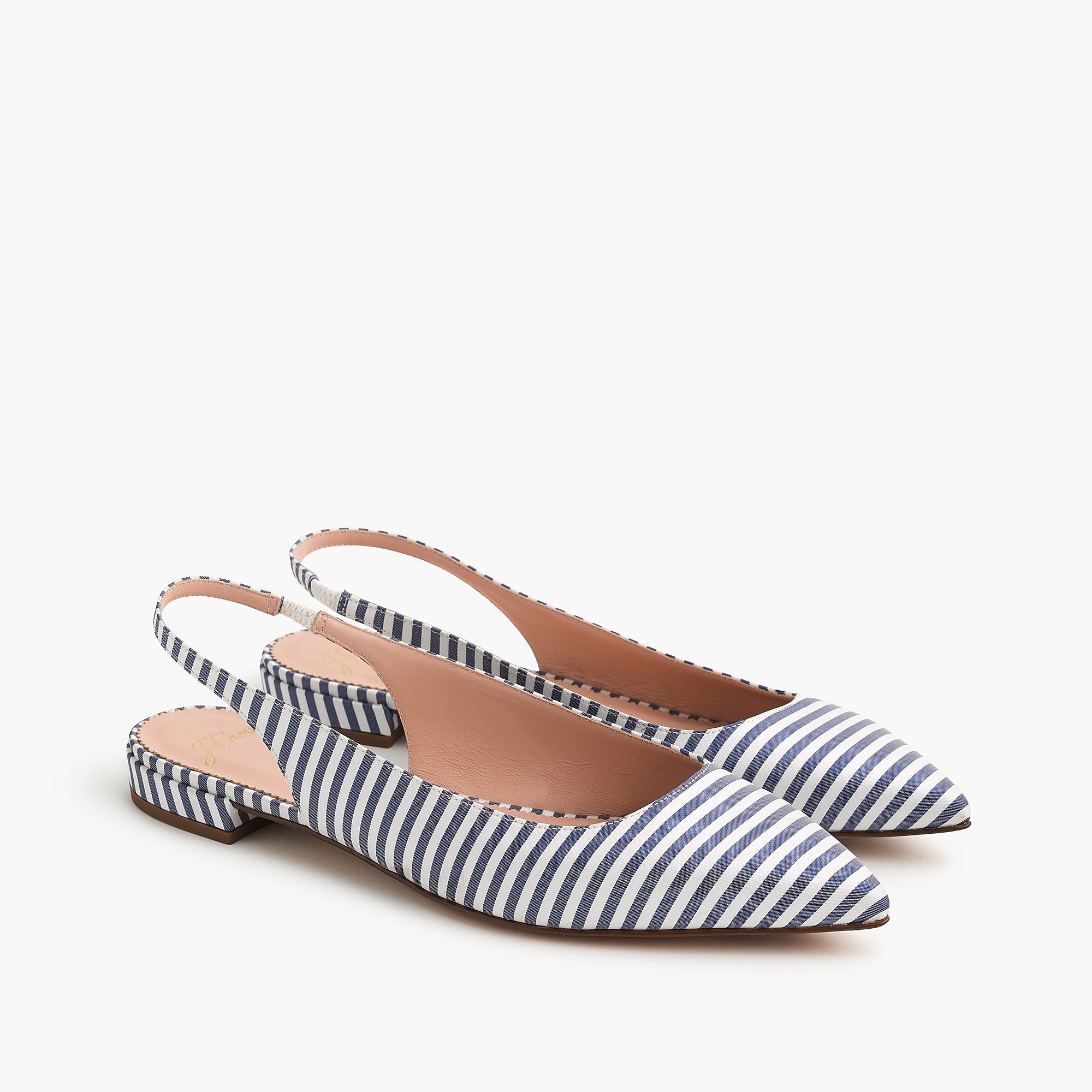 Pointed-toe slingback flats in stripe | J. Crew US