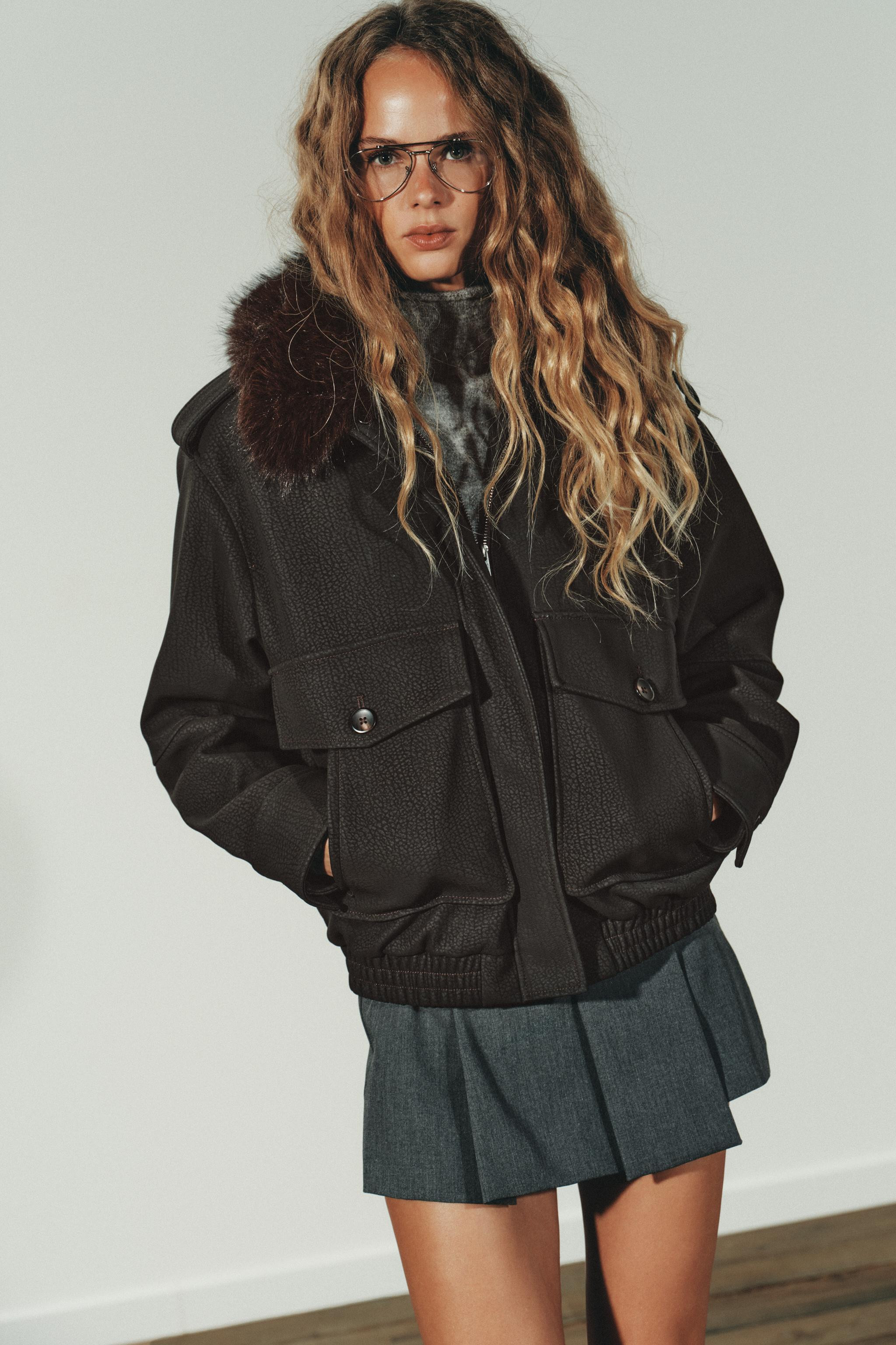 DETACHABLE COLLAR FAUX SUEDE JACKET | Zara UK