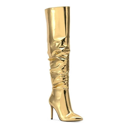 INC Womens Gold Cushioned Iyonna Pointed Toe Stiletto Zip-Up Dress Boots 7 M | Walmart (US)