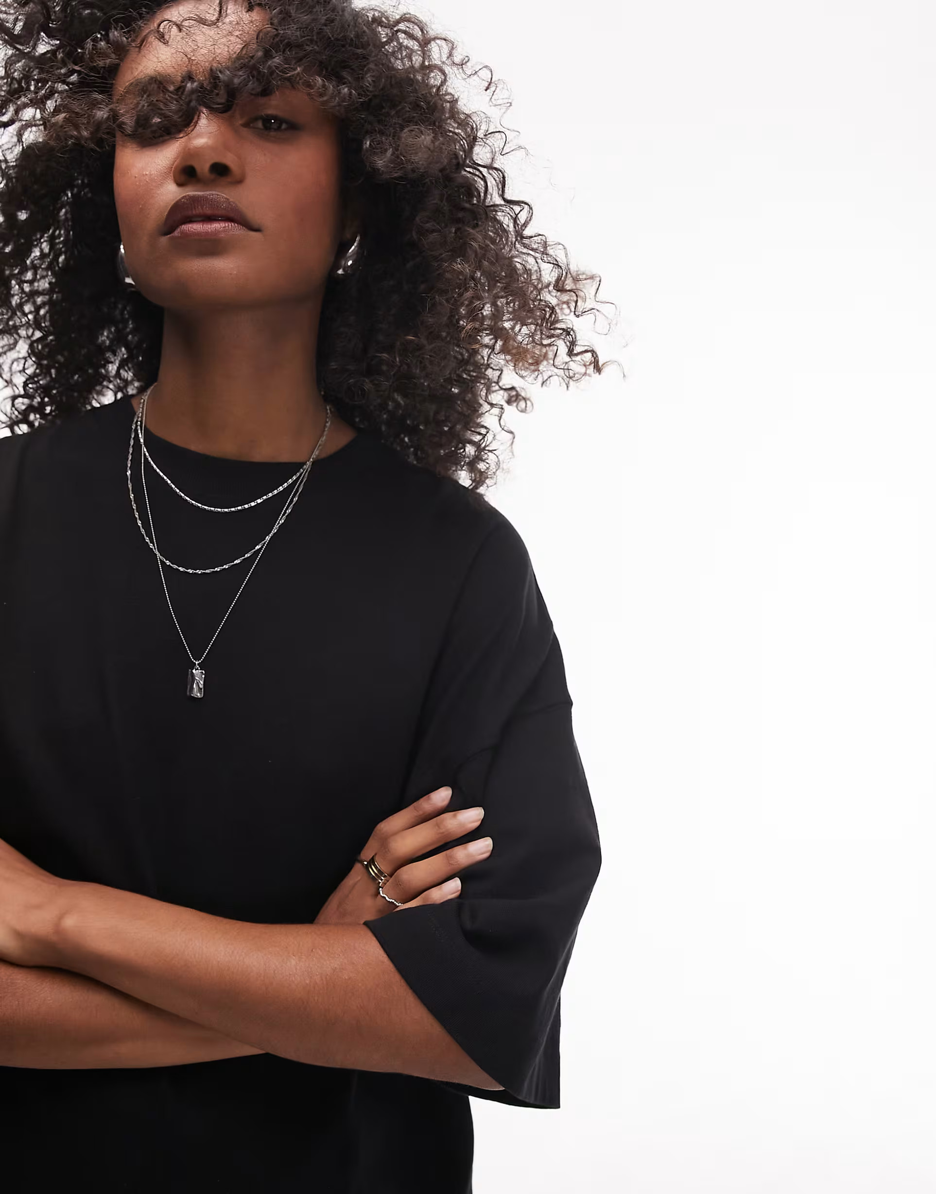 Topshop oversized drop shoulder tee in black | ASOS (Global)