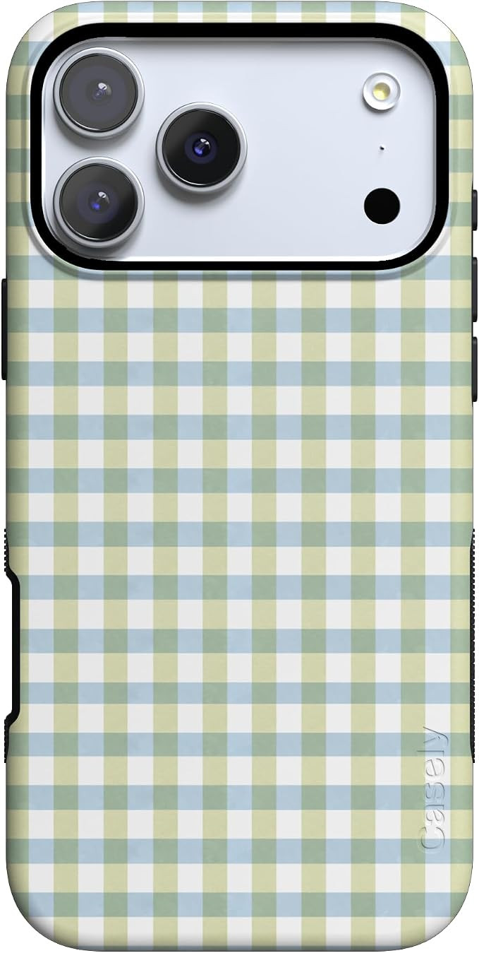 Casely iPhone 17 Pro Case | Pastel Picnic | Blue & Green Gingham | Bold Protective Design | Compa... | Amazon (US)