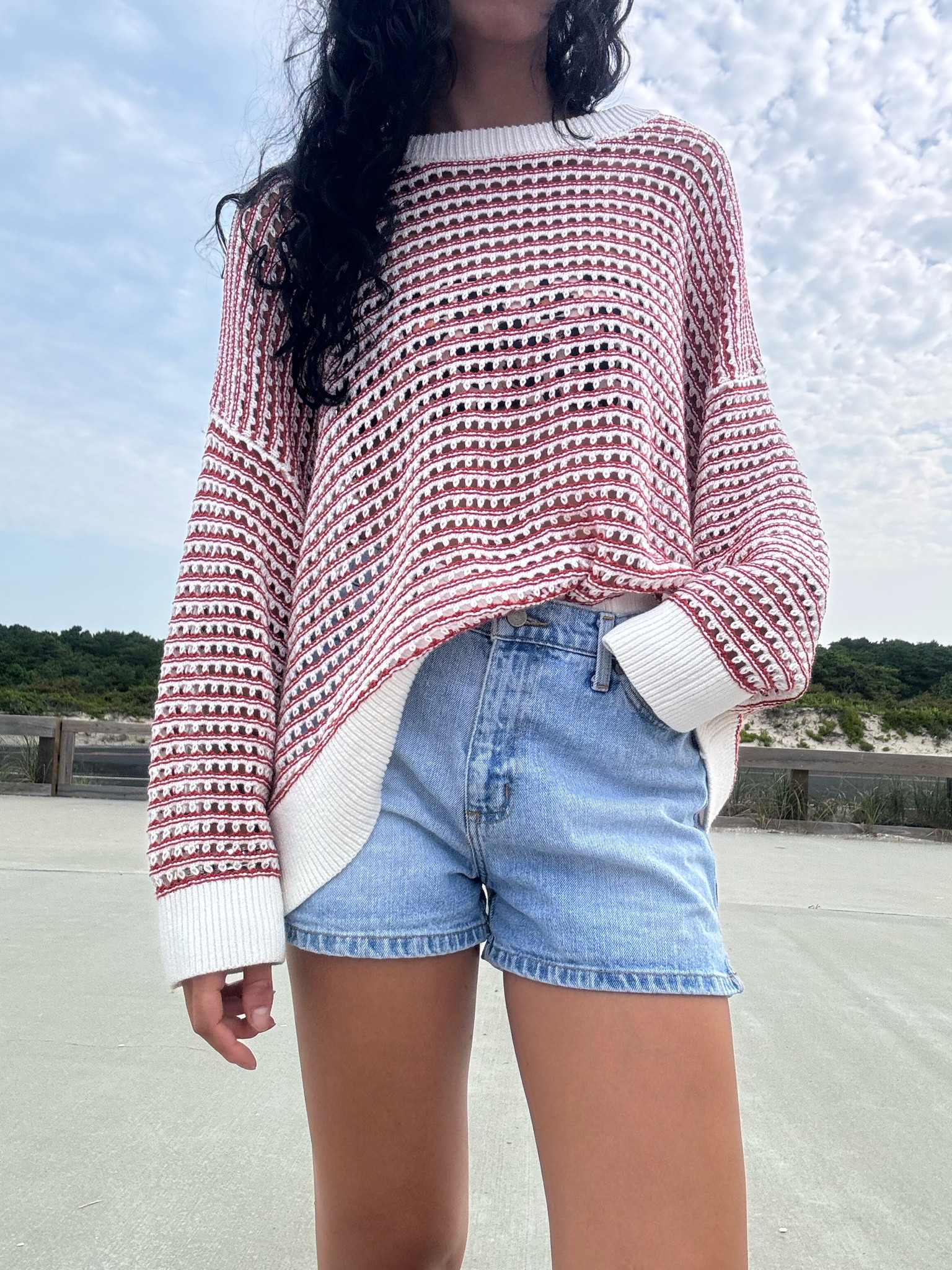 Beach day essentials include this sweater which is currently on sale at #oldnavy !! I sized up for that perfect oversized look. 

Paired with these comfy #anfsummer shorts ❤️‍🔥 

#LTKxNSale #LTKTravel #LTKSwim