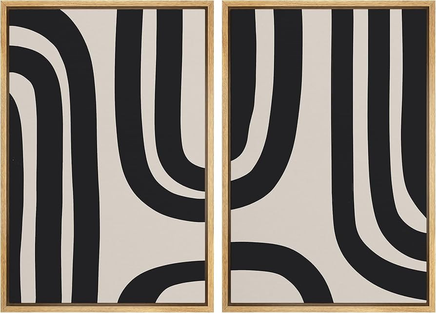 Ashbrook Framed Canvas Print Wall Art Black and Gray Geometric Spiral Display Abstract Shapes Ill... | Amazon (US)