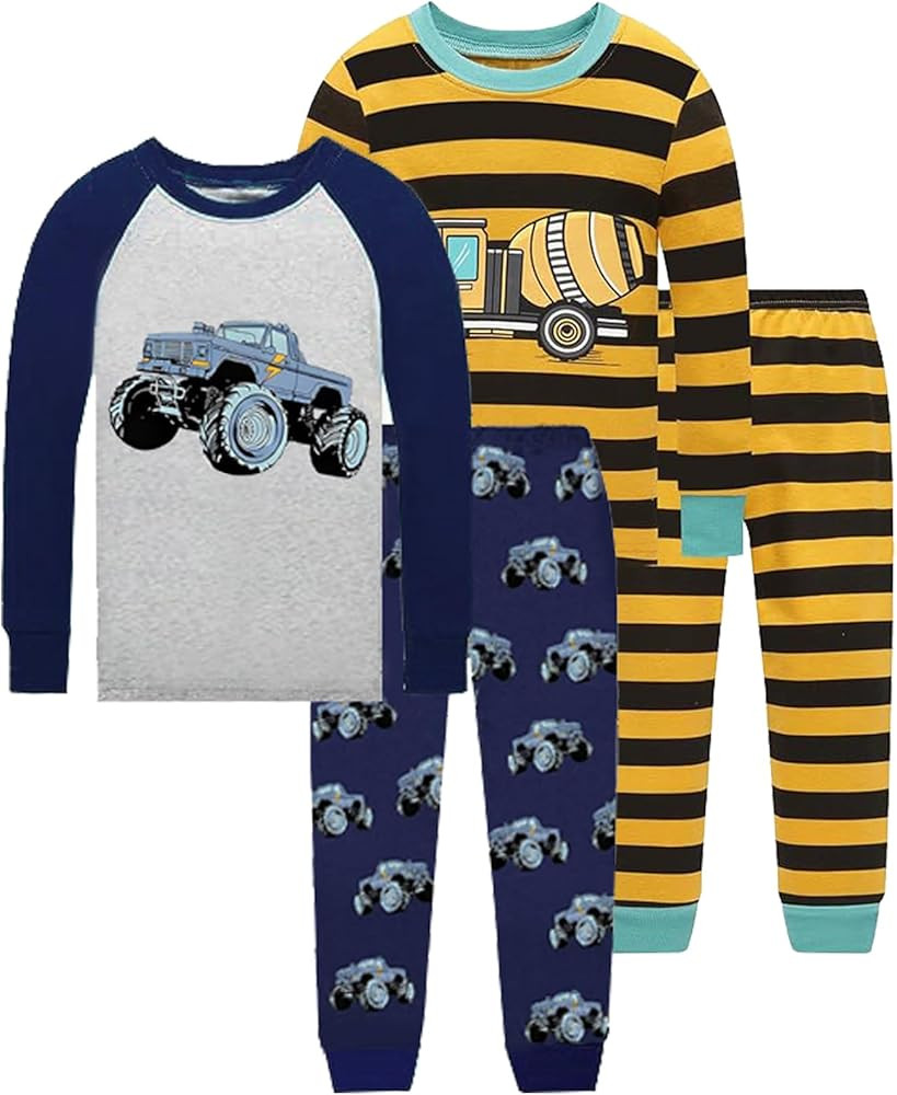 Dolphin&Fish Boys Cotton Pajamas 4Pieces Set Long Sleeve Boys Toddler Sleepwears Kids Clothes. | Amazon (US)