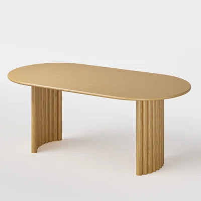 67" Double Pedestal Soild Wood Dining Table Oval Kitchen Table | Wayfair North America