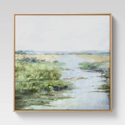 24" x 24" Grassy Stream Framed Canvas - Threshold™ | Target